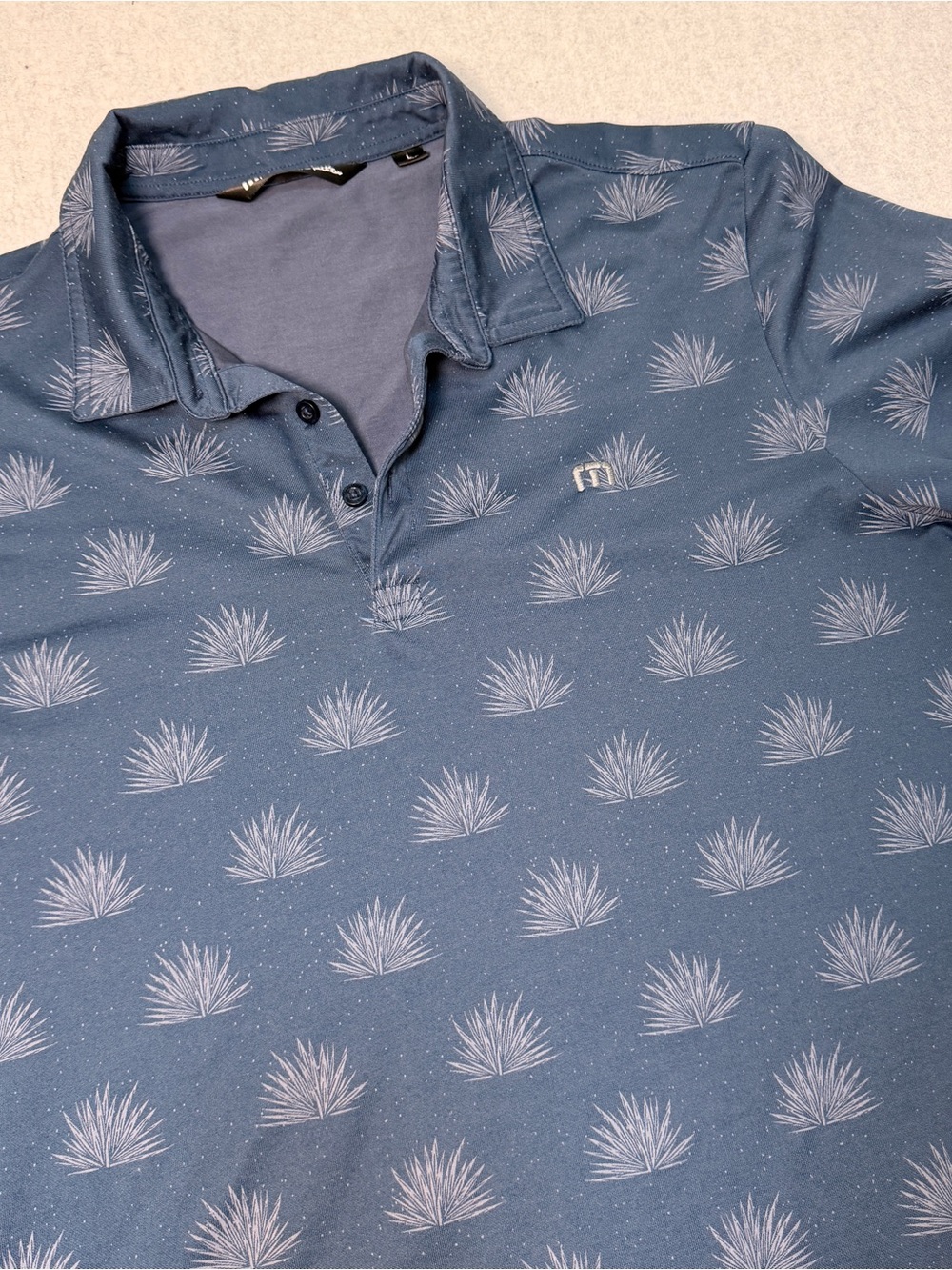 Travis Mathew Men's Blue Printed Polo Shirt